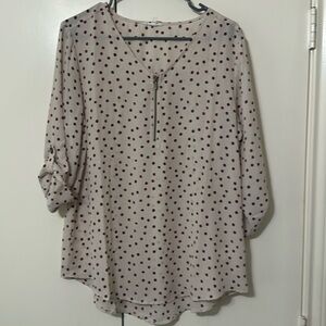 Maurice’s Geneva Pattern Zipper Neck Blouse Size L